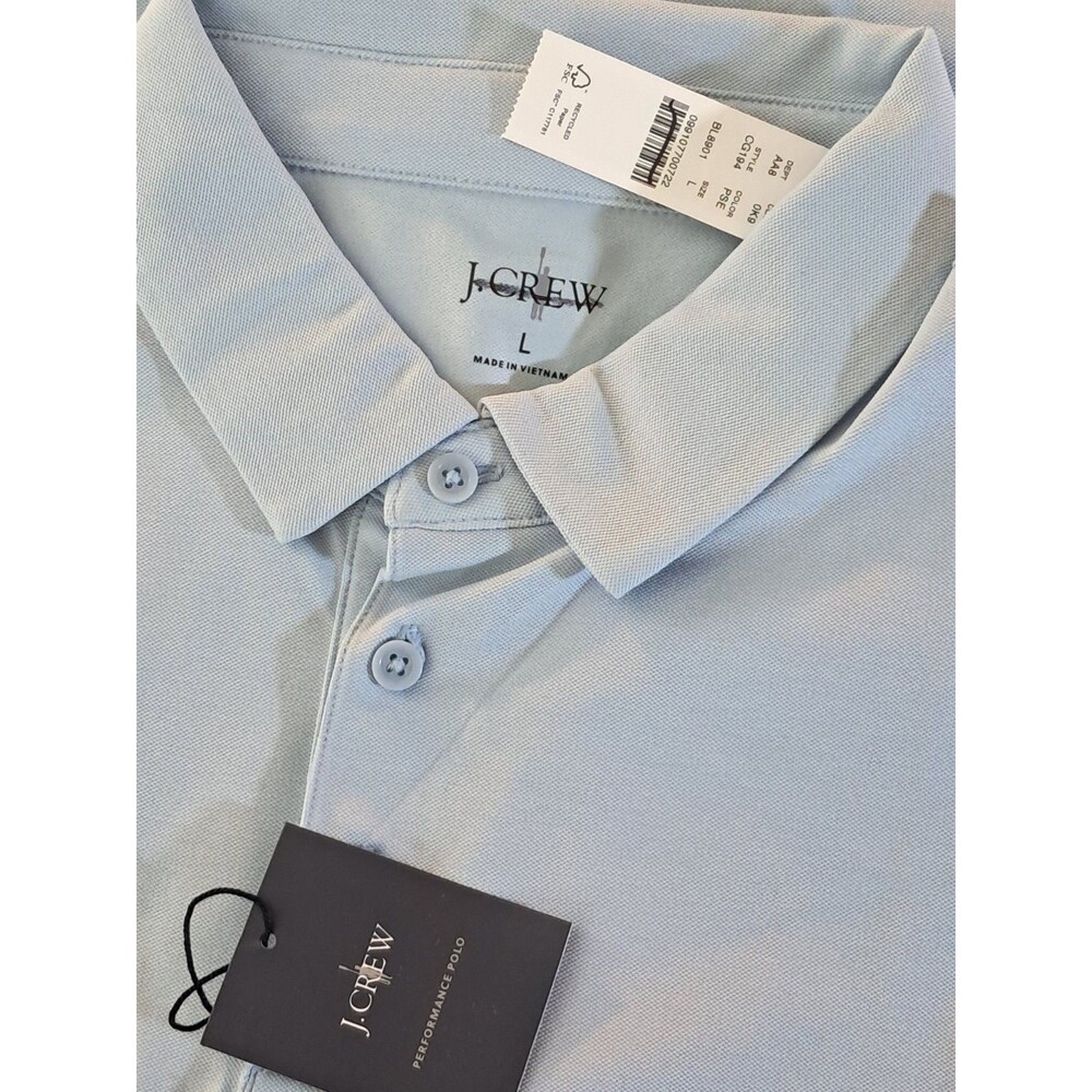 J. Crew Performace Pique Polo Shirt Short Sleeves Light Blue CG194 Size L NWT